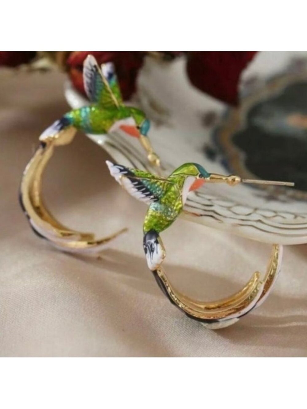 Hummingbird Earrings Hummingbird Enamel Multicolor  Earrings